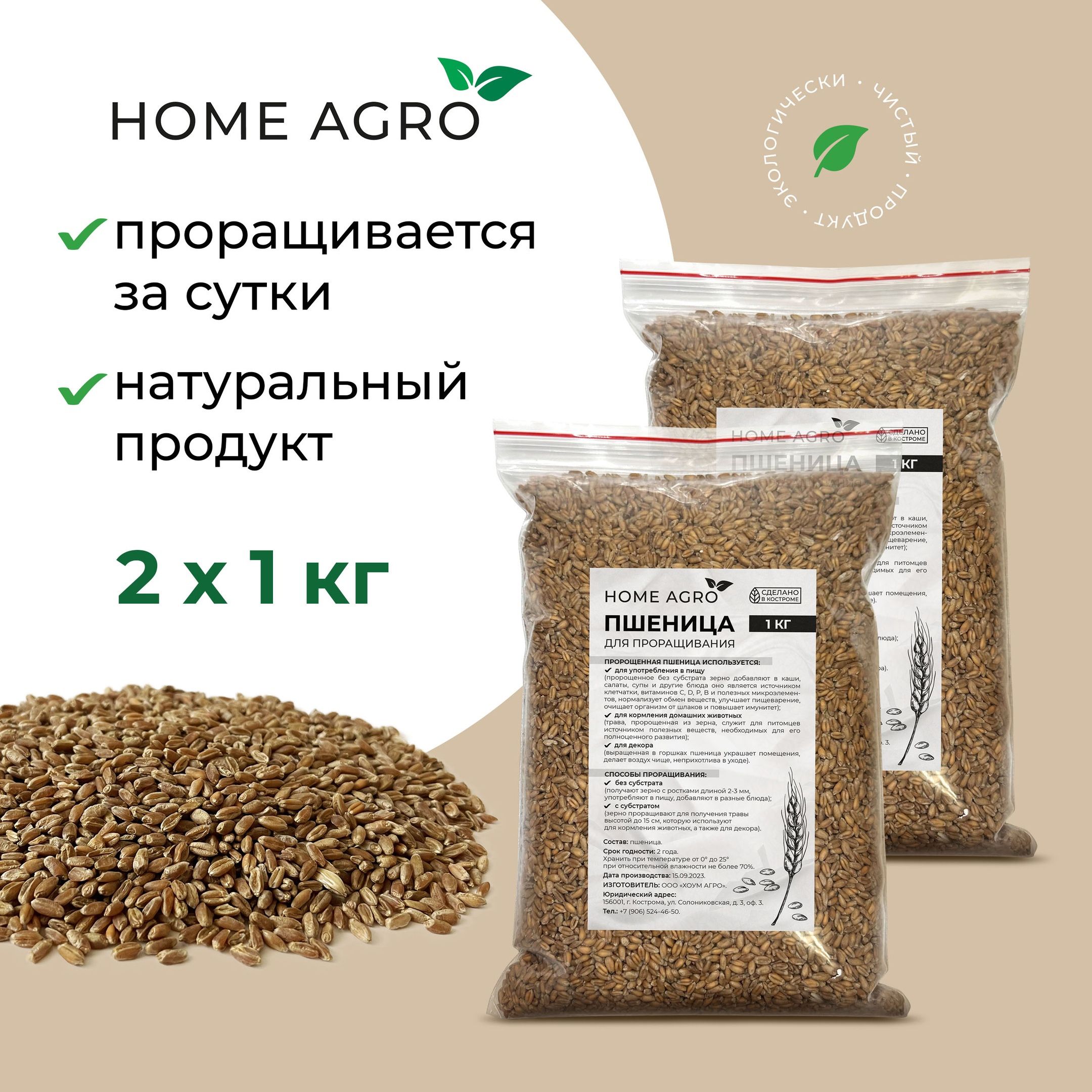 Пшеница для проращивания HOME AGRO, 2 штуки по 1 кг - купить с доставкой по  выгодным ценам в интернет-магазине OZON (1392758809)