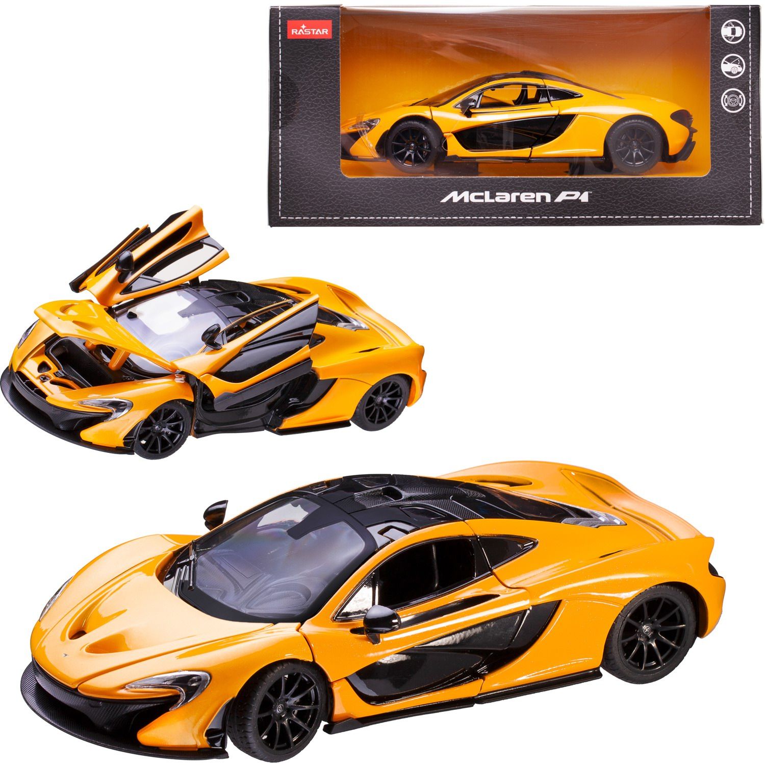 Машина металлическая 1:24 Mclaren P1, цвет желтый, двери и капот открываются