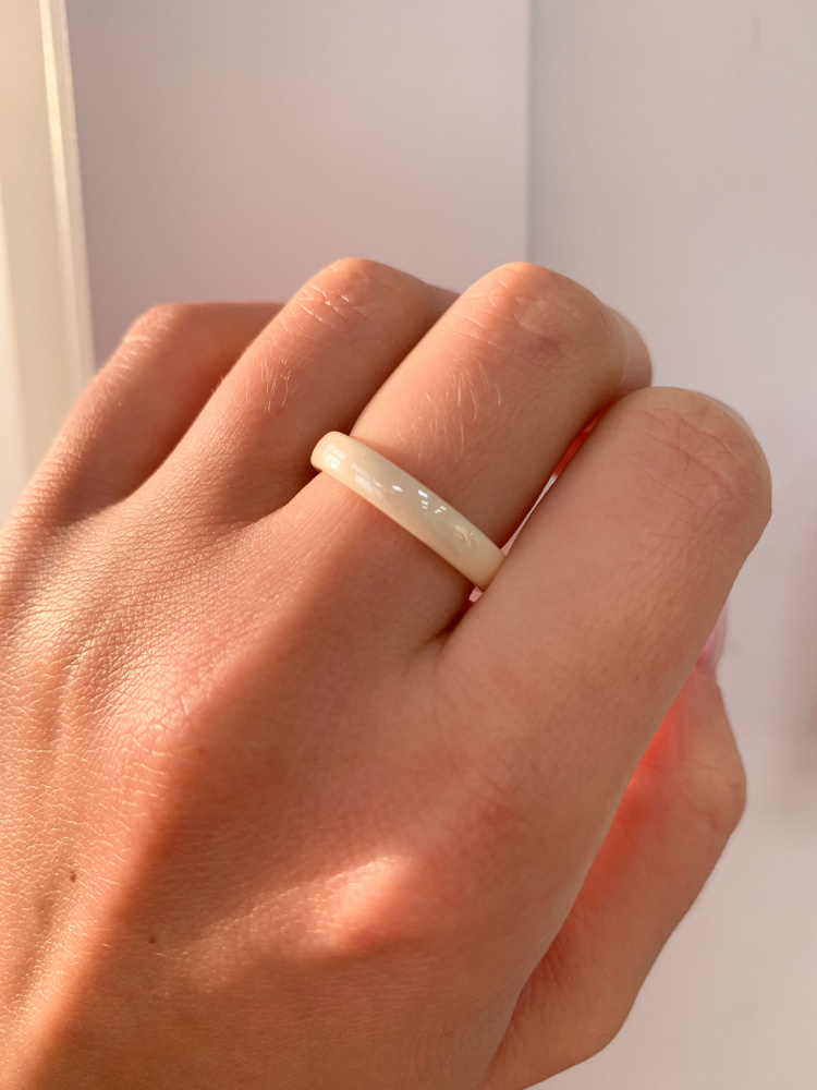 Кольцо керамика 4 мм Керамическое кольцо жемчужный слоновая кость 16  #1