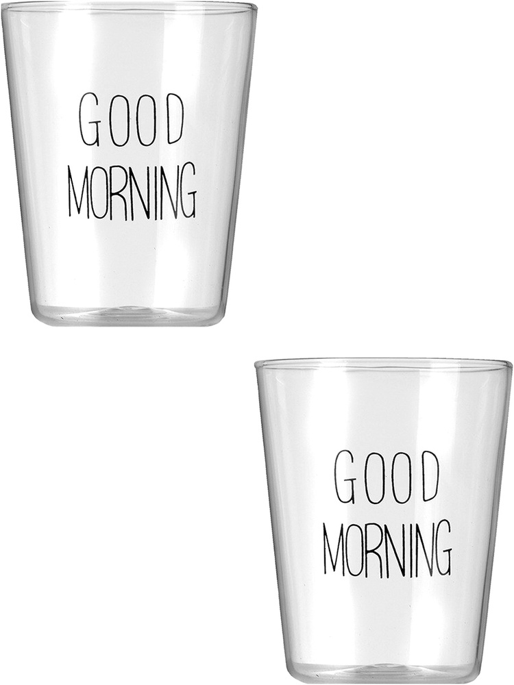 KIMBERLY Стакан "Good Morning" термостойкий стеклянный (черный), набор 400 мл. х 2 шт  #1