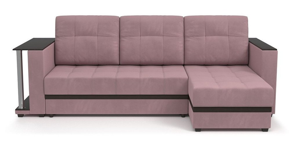 Угловой диван-кровать с бельевым ящиком, раскладной, PUSHE Атланта Lux, розовый Balance 312  #1