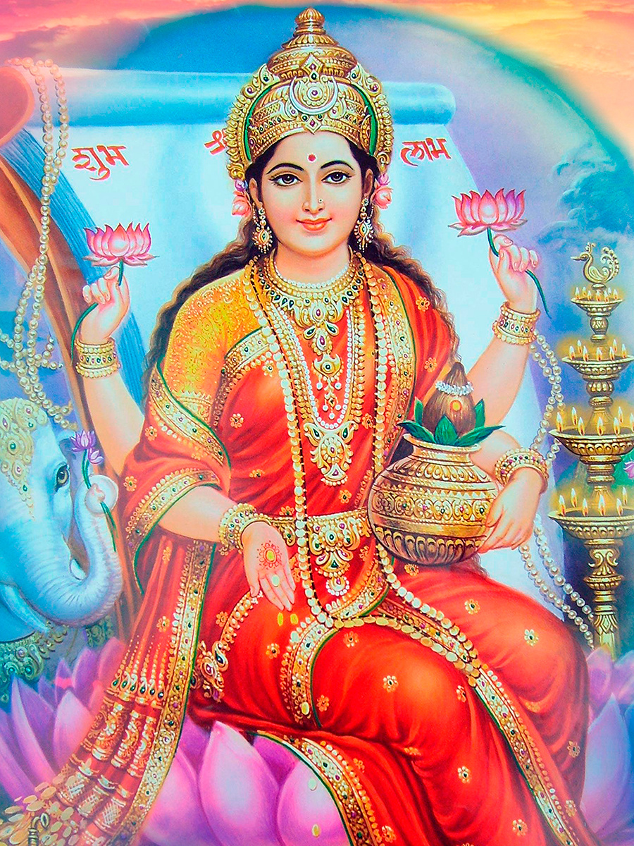 Постер А3 Индийская богиня Лакшми — купить в интернет-магазине OZON с  быстрой доставкой
