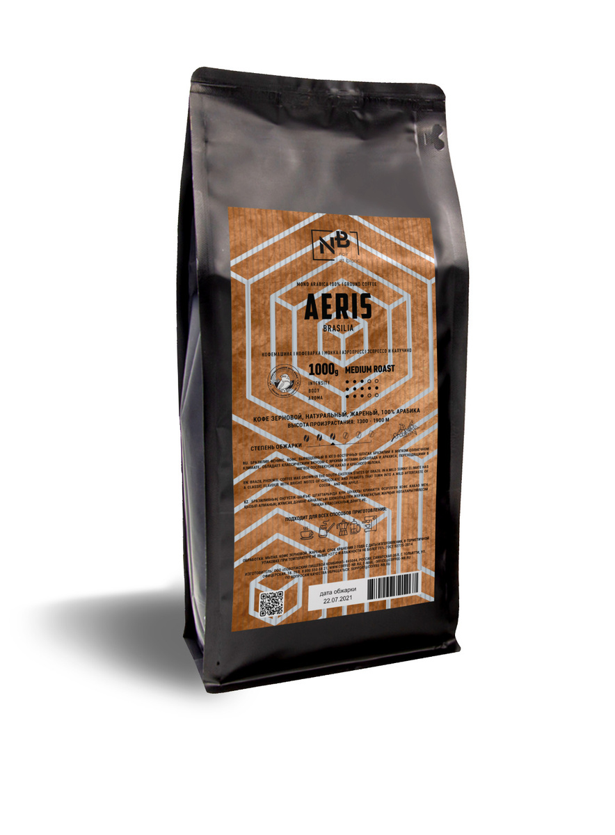 Кофе жареный в зёрнах 1 кг. 100% Арабика. Noir et Blanc AERIS #1