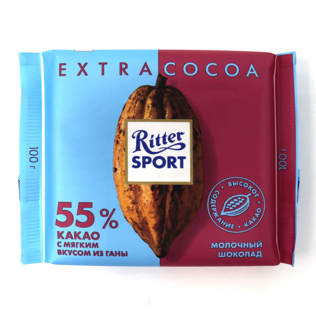Шоколад "Ritter SPORT" молочный 55% какао 100гр. — купить в интернет ...