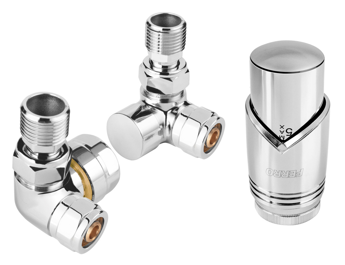 Комплект термостатический осевой Ferro с термоголовкой GT31, хром, с ...