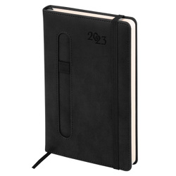 Ежедневник-планер (планинг) / записная книжка / блокнот датированный на 2023 год формата А5 138x213 мм Brauberg Optimal, черный. Новинки