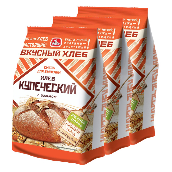 Смесь для выпечки "Хлеб купеческий с изюмом" "Preston", 3 шт по 400 г ...