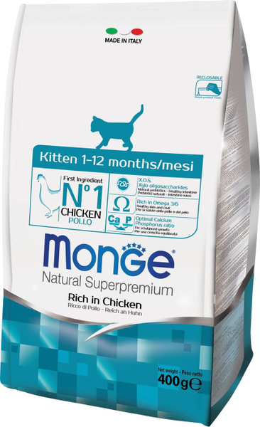 Монж Корм для котят сухой, Курица 400 г/ Monge Kitten Chicken купить на ...