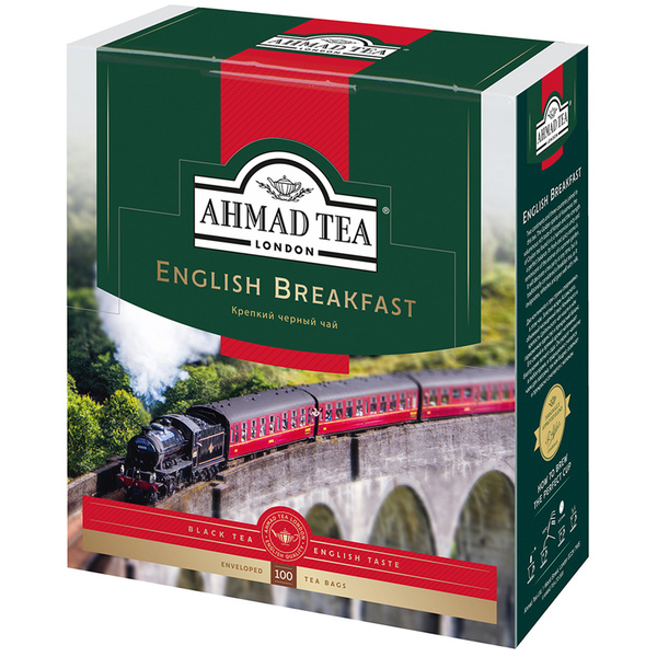 Чай Ahmad Tea "Английский завтрак", черный, 100 фольг. пакетиков по 2г ...
