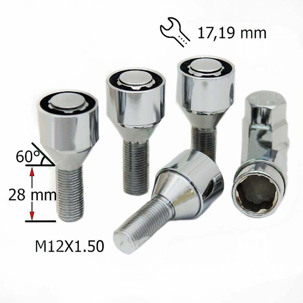 Болты-секретки М12 х 1,5, 4 шт. купить c доставкой на OZON по низкой ...