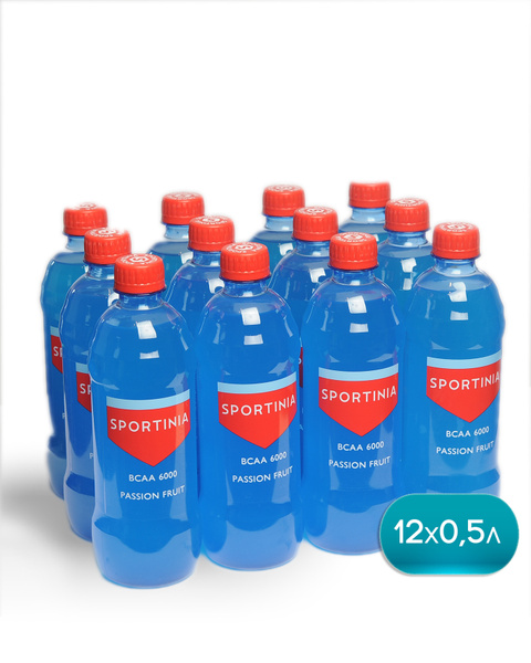 Напиток с BCAA 6000 SPORTINIA со вкусом Маракуйя, 12шт по 500мл ...