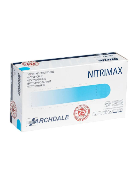 Перчатки антибактериальные NitriMax, M, Нитрил, голубой - купить с ...