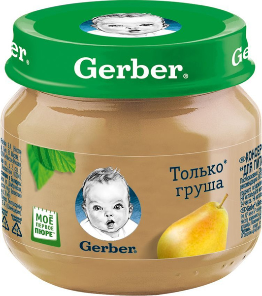 Пюре фруктовое Gerber с 4 месяцев, только груша, 80 г - купить с ...