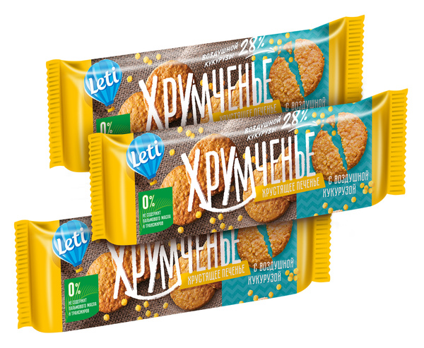 Печенье хрустящее Leti "Хрумченье" с воздушной кукурузой, 120г х 3шт ...