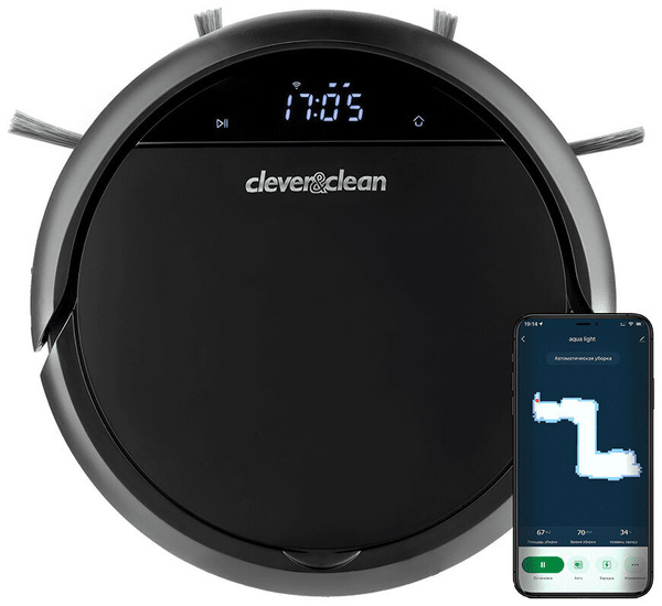Робот пылесос с влажной и сухой уборкой Clever&Clean AQUA LIGHT моющий ...
