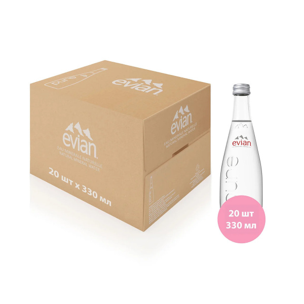 Вода минеральная питьевая Evian (Эвиан) 20 шт по 0,33 л, стекло ...