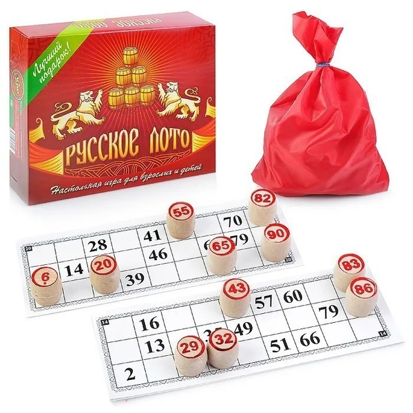 Игра настольная "Русское лото", цвет бежевый, размер: 26х12х8 см. С-197 - купить