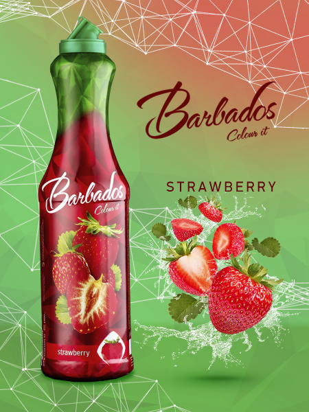 BARBADOS Сироп Клубника, натуральный клубничный вкус для лимонадов ...