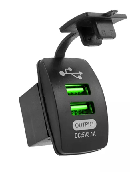 Розетка USB встраиваемая в авто 12V / 24V (DC 5V, 2.1А+1А) 2USB врезной ...