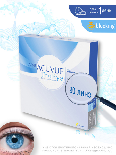Контактные линзы ACUVUE 1-Day TruEye (90 линз) +3.50 R 8.5, однодневные ...