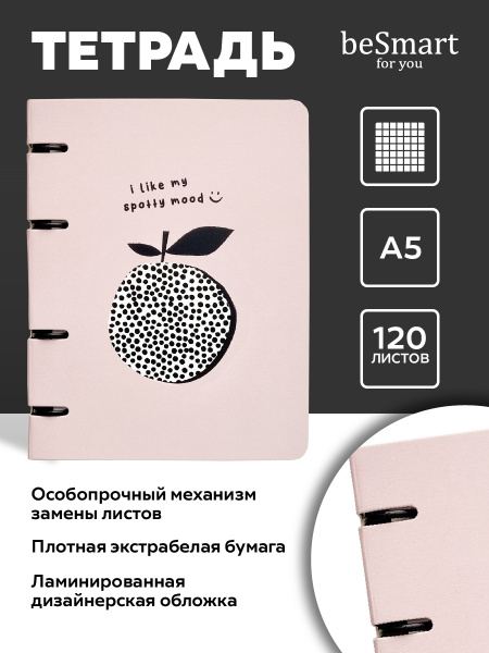 Характеристики Be Smart Тетрадь общая со сменным блоком на кольцах в ...