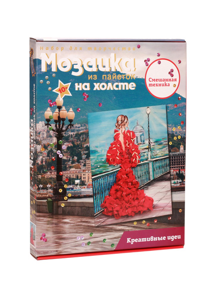 Мозаика из пайеток на холсте "Девушка в красном" Волшебная мастерская ...