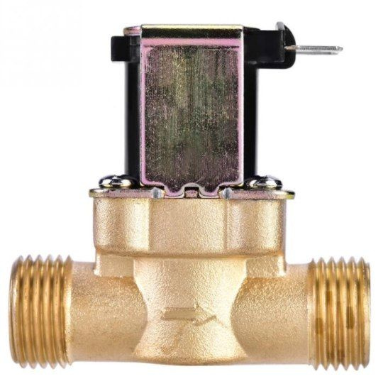 Электромагнитный водопроводный клапан 1/2", латунь, до 80 C, 12В DC FPD ...