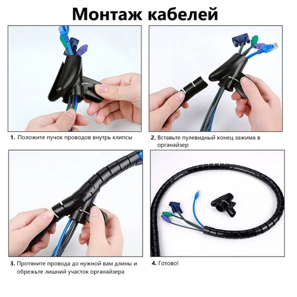 Оплетка для проводов спиральная / Обмотка кабеля / 3 метра - купить с ...