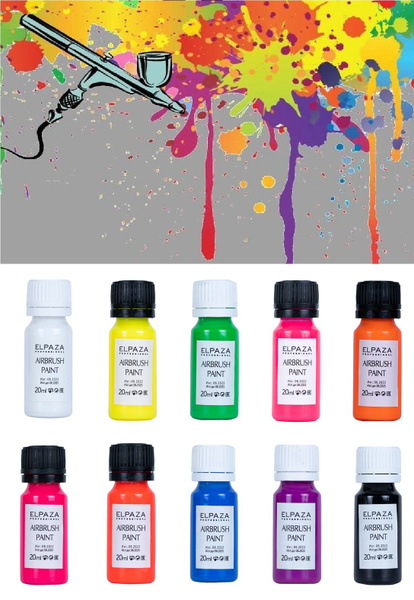 ELPAZA Набор красок для аэрографии Airbrush Paint, 10 шт / краска для ...