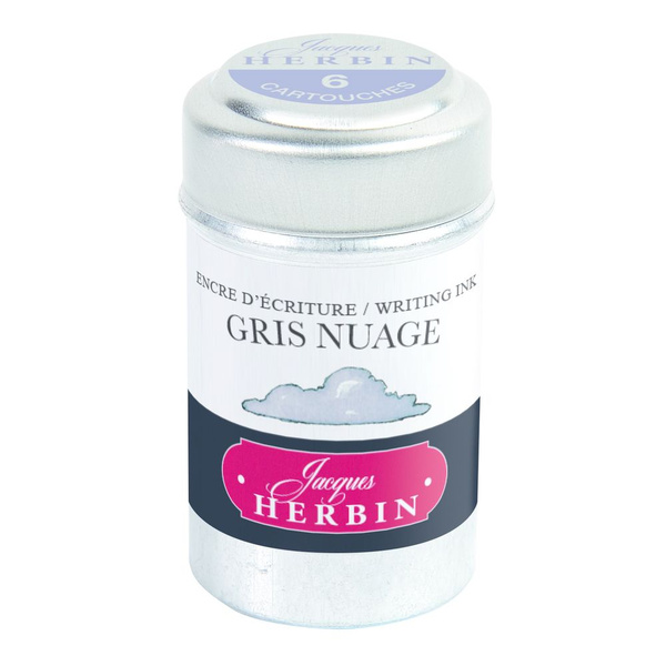 Картриджи для перьевой ручки Herbin, Gris nuage Облачный серый, 6 шт ...