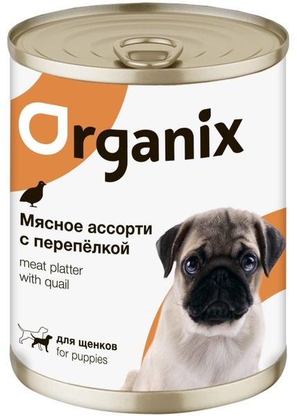Влажный корм Organix в консервах для щенков мясное ассорти с перепёлкой ...