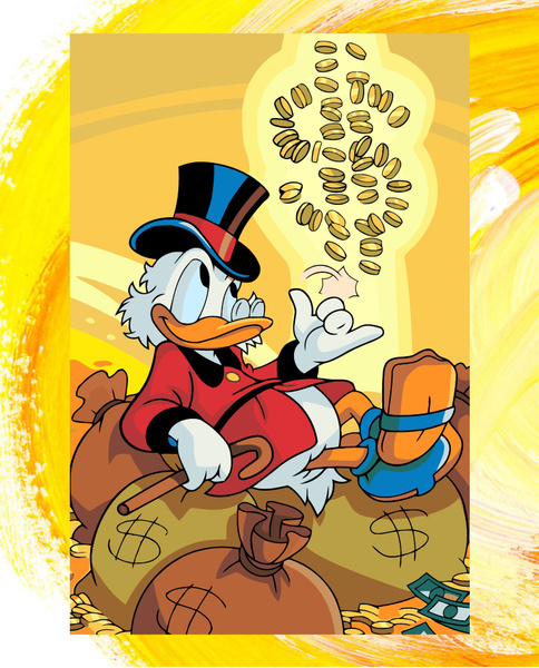 Картина по номерам Скрудж Макдак на мешках с деньгами/ Scrooge McDuck ...