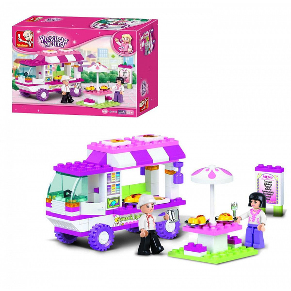 Конструктор Sluban Розовая мечта Передвижное мобильное кафе, 102 детали ...