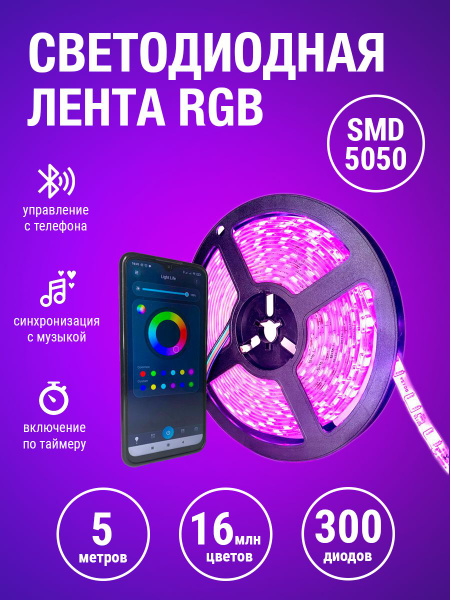 Светодиодная лента LED, 220В, IP65, 60 LED/m RGB SMD 5050 - купить по ...