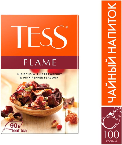 Чай фруктовый Tess Flame с земляникой и розовым перцем 90г 1шт - купить ...