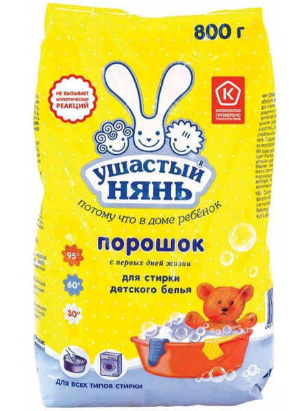 Стиральный порошок НК УШАСТЫЙ НЯНЬ детский (пэт упак 800г) - купить с ...