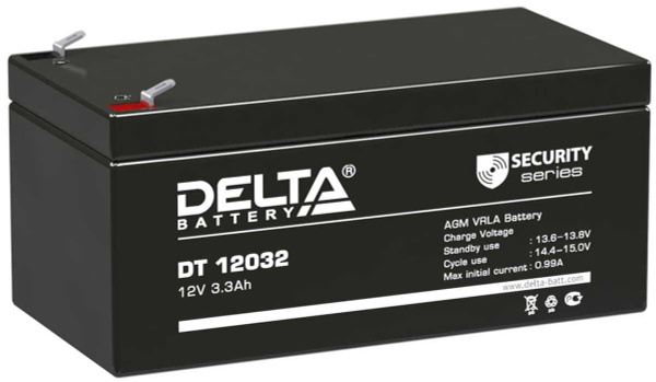 Аккумулятор РАЗМЕРЫ 130х65х60 мм 3,3 Ампер/ч Delta DT 12032 для ...