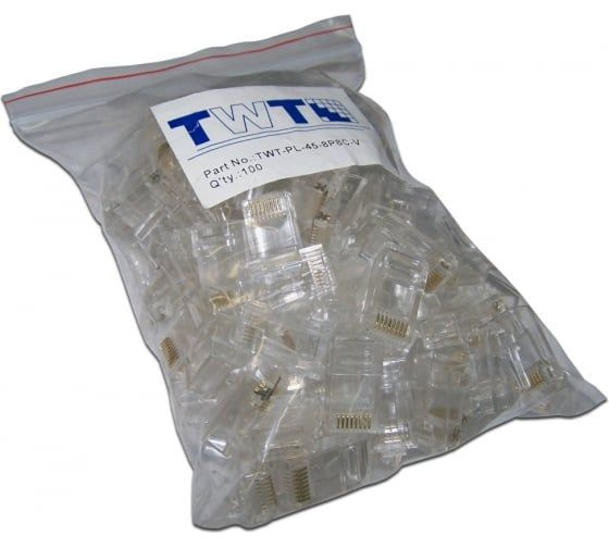 Коннектор LANMASTER TWT RJ45 UTP 8P8C. универсальный. cat.5e. 100 шт ...