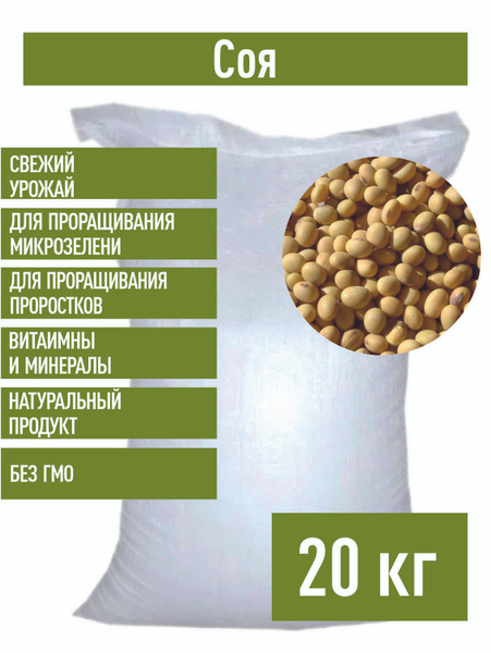 Соевые Бобы Соя семена для проращивания 20 кг. - купить с доставкой по ...