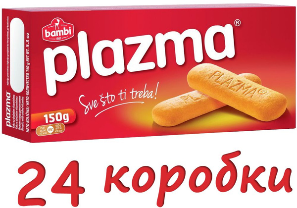 Бисквитное печенье Плазма 150 гр х 24 шт, с витаминами B1, B3, B6, C ...