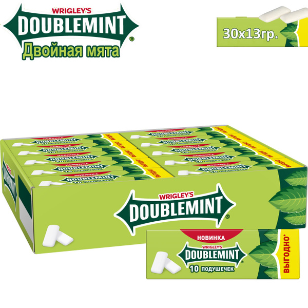 Wrigley's Doublemint жевательная резинка, Мята, Шоубокс, 13.6г * 30 шт ...