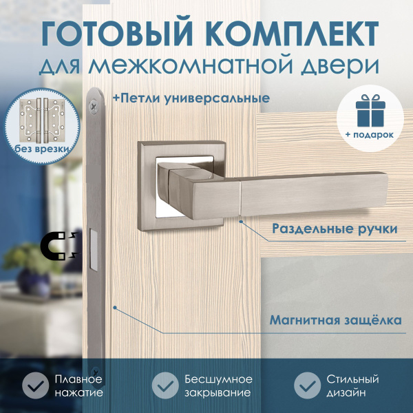Комплект Ручка дверная раздельная межкомнатная PUNTO STYLE QL Никель ...