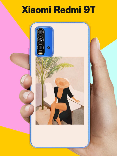 Силиконовый чехол на Xiaomi Redmi 9T Девушка в черном / для Сяоми Редми ...