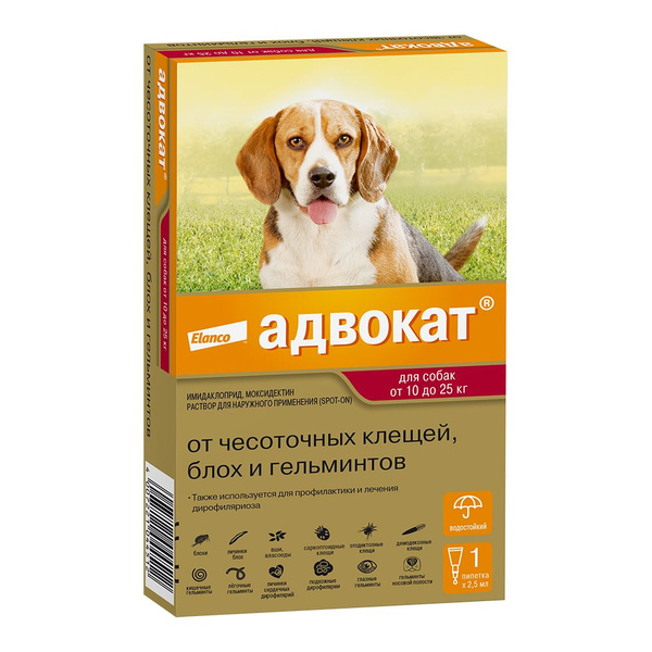 Адвокат капли для собак 10-25 кг. 1 пип. в упак. - купить с доставкой ...