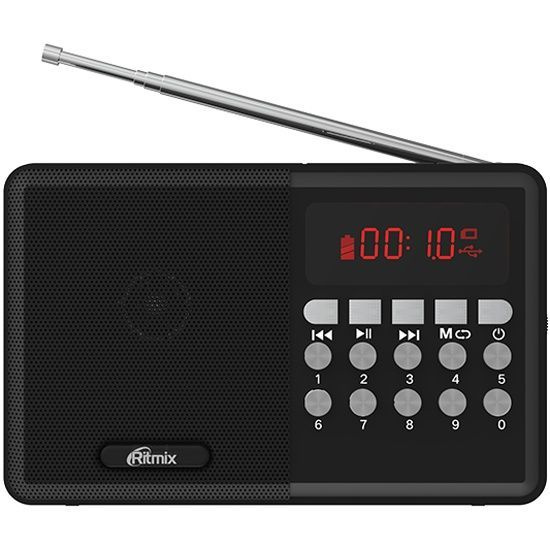 Радиоприемник портативный компактный RITMIX RPR-001 черный, FM/MP3 ...