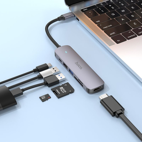 Переходник адаптер Hoco HB28 100 W / USB HUB для HDTV, зарядка Type C ...