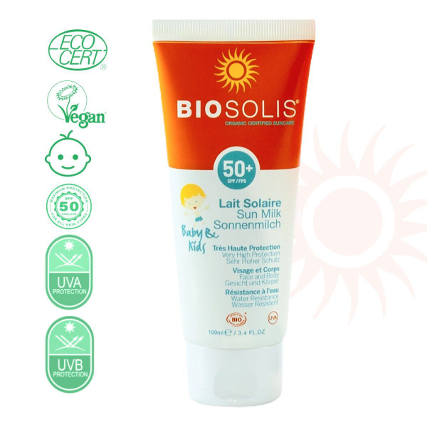BIOSOLIS Детское солнцезащитное молочко для лица и тела SPF 50+, 100 мл ...