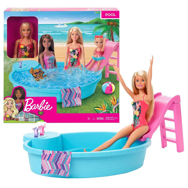 Игровой набор с куклой Барби и бассейном c горкой Barbie - купить с ...
