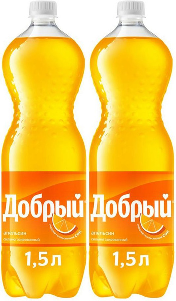 Газированный напиток Добрый апельсин 1,5 л, комплект: 2 упаковки по 1.5 ...