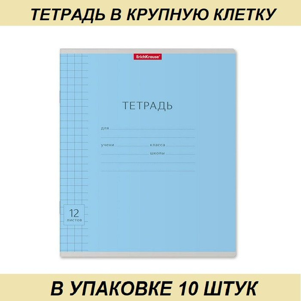Тетрадь 12 листов в крупную клетку, ErichKrause Visio Классика, обложка ...